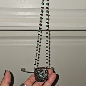 Elegant Turquoise and Silver Pendant Necklace